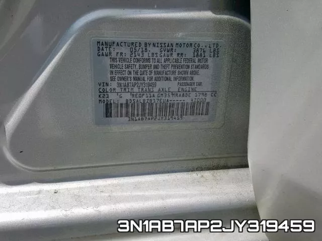 3N1AB7AP2JY319459 фото 2