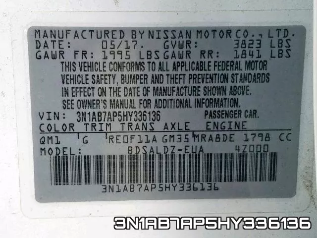 3N1AB7AP5HY336136 фото 2