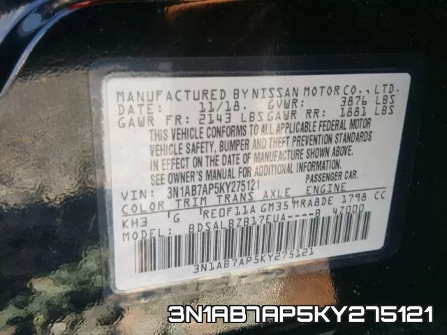 3N1AB7AP5KY275121 фото 2