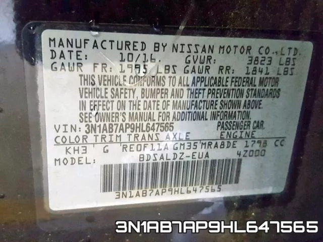 3N1AB7AP9HL647565 фото 2