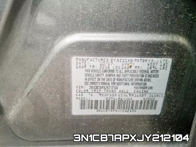 3N1CB7APXJY212104 фото 2