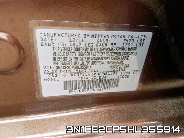 3N1CE2CP5HL355914 фото 2