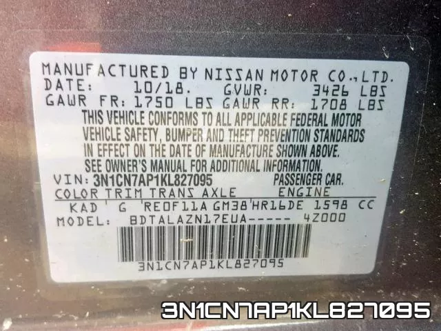 3N1CN7AP1KL827095 фото 2