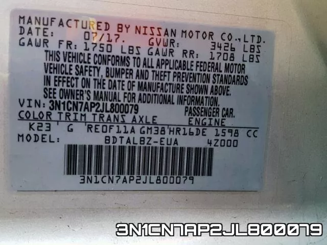 3N1CN7AP2JL800079 фото 2