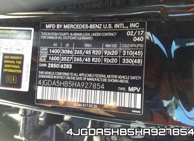 4JGDA5HB5HA927854 фото 10