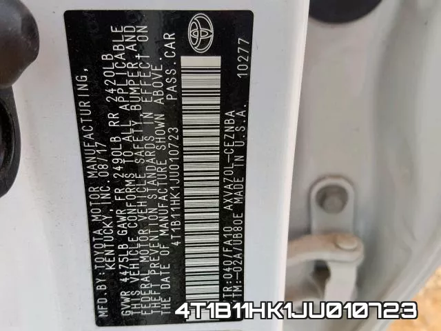4T1B11HK1JU010723 фото 2