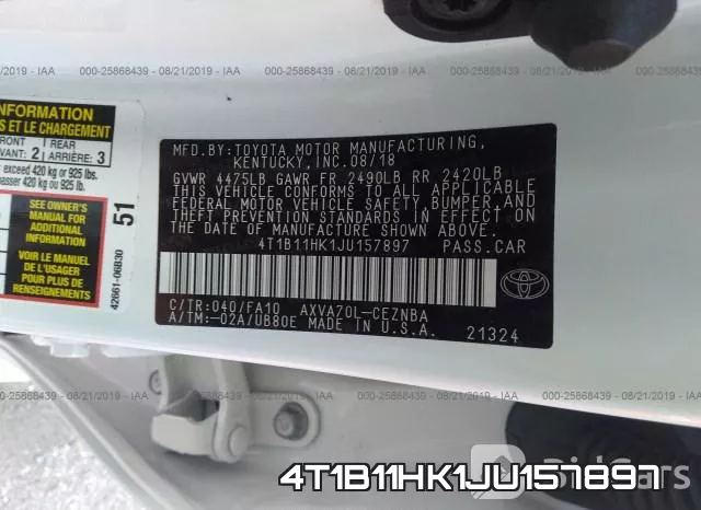 4T1B11HK1JU157897 фото 10