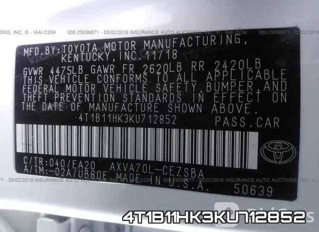4T1B11HK3KU712852 фото 10
