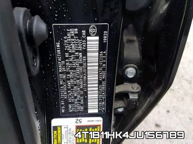 4T1B11HK4JU156789 фото 2
