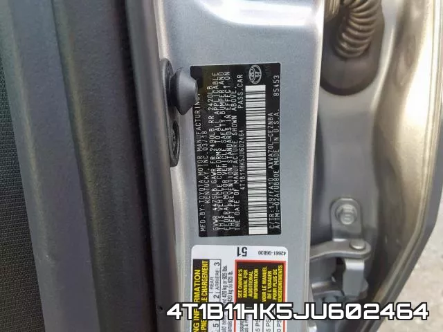 4T1B11HK5JU602464 фото 2