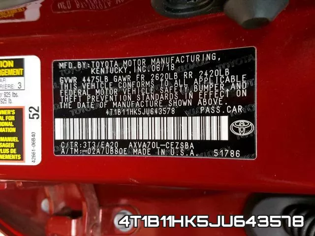 4T1B11HK5JU643578 фото 2