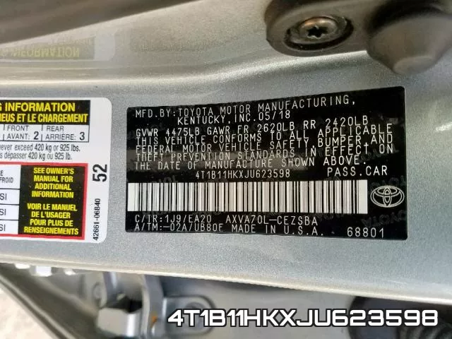 4T1B11HKXJU623598 фото 2