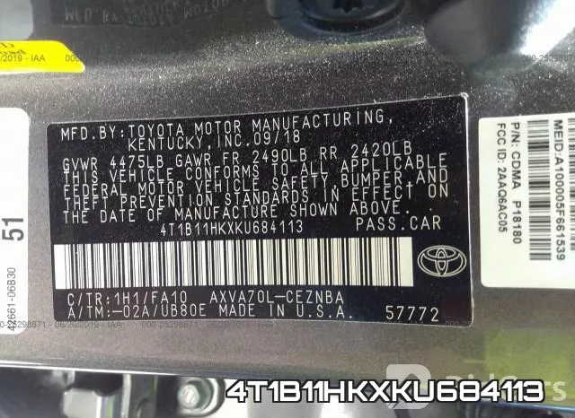 4T1B11HKXKU684113 фото 10