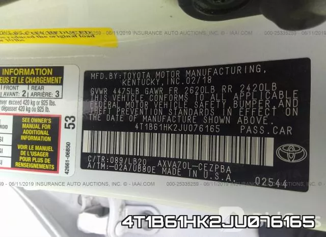 4T1B61HK2JU076165 фото 10