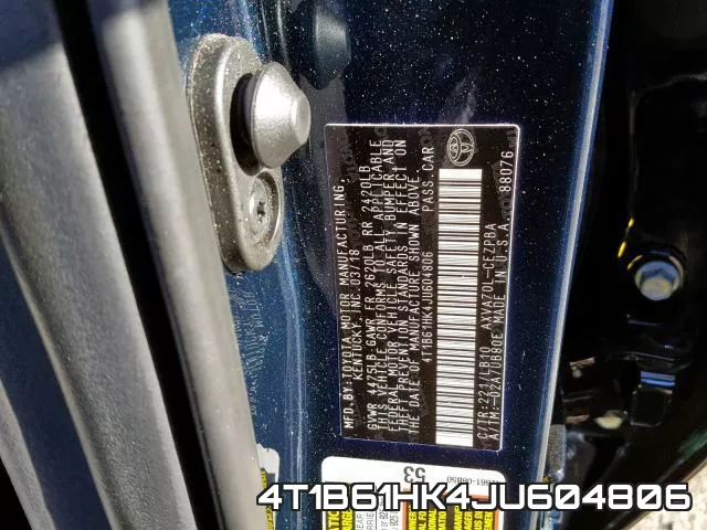 4T1B61HK4JU604806 фото 2