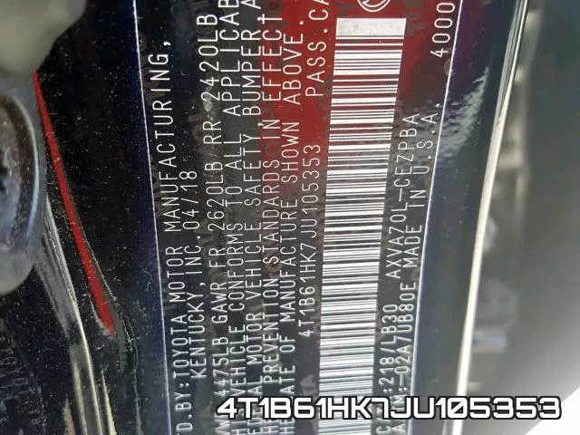 4T1B61HK7JU105353 фото 2