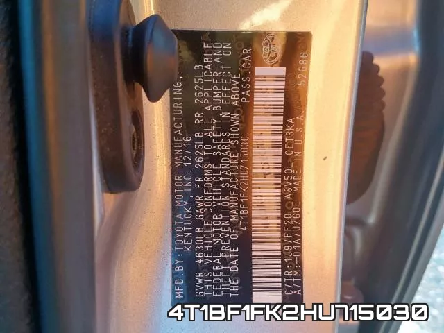 4T1BF1FK2HU715030 фото 2