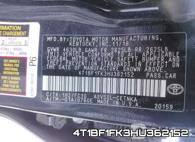 4T1BF1FK3HU362152 фото 10
