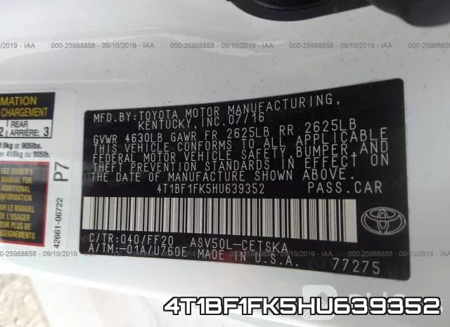 4T1BF1FK5HU639352 фото 9