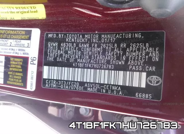 4T1BF1FK7HU726783 фото 10