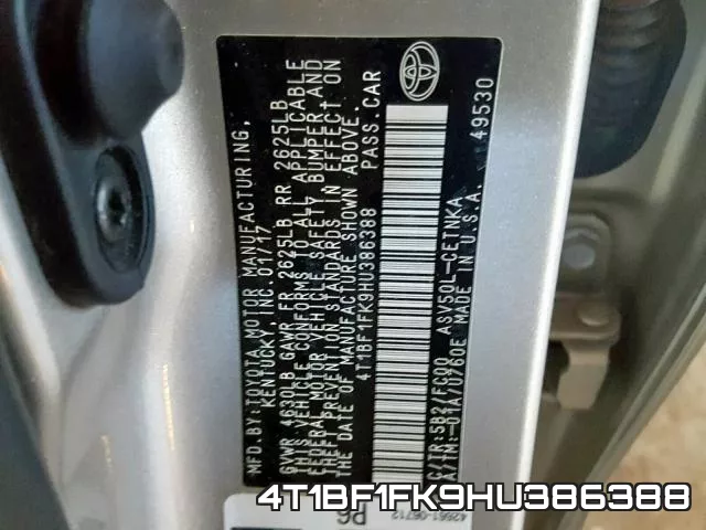 4T1BF1FK9HU386388 фото 2