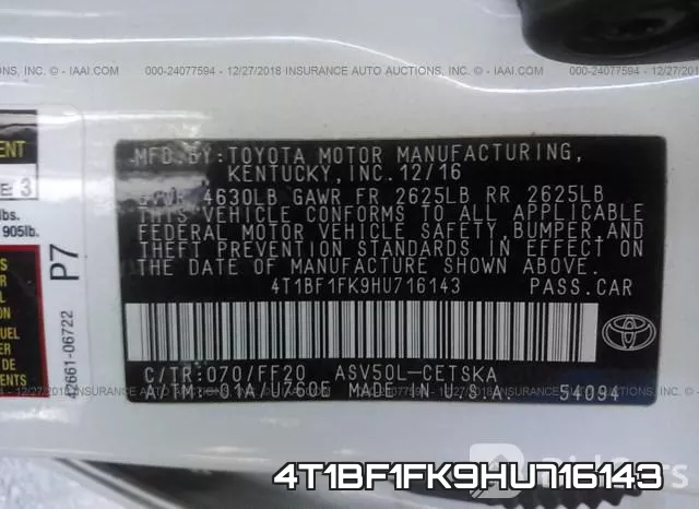 4T1BF1FK9HU716143 фото 10
