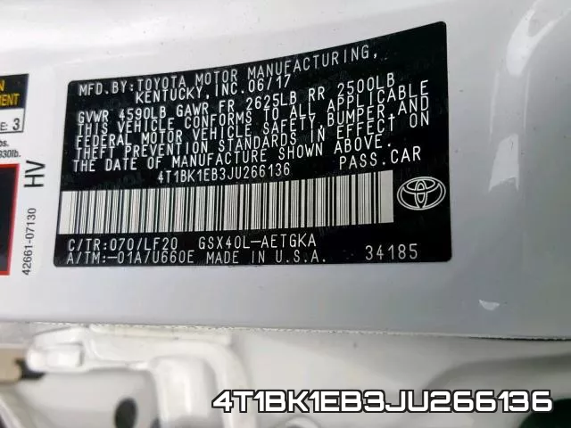 4T1BK1EB3JU266136 фото 2