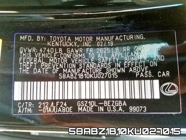 58ABZ1B10KU027015 фото 2