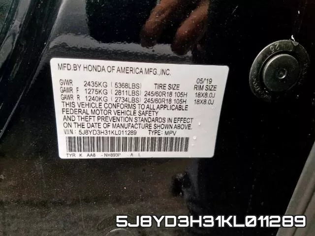 5J8YD3H31KL011289 фото 2