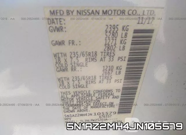 5N1AZ2MH4JN105579 фото 9