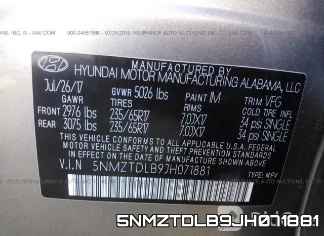 5NMZTDLB9JH071881 фото 10