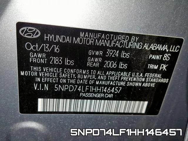 5NPD74LF1HH146457 фото 2