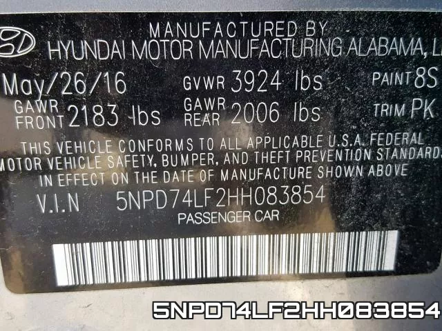 5NPD74LF2HH083854 фото 2