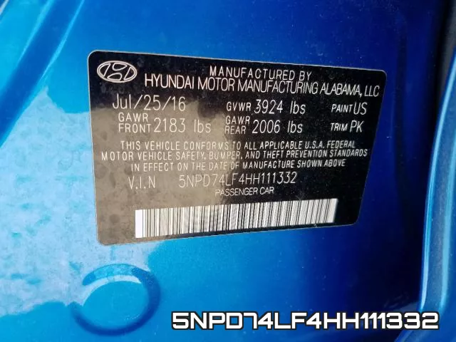 5NPD74LF4HH111332 фото 2