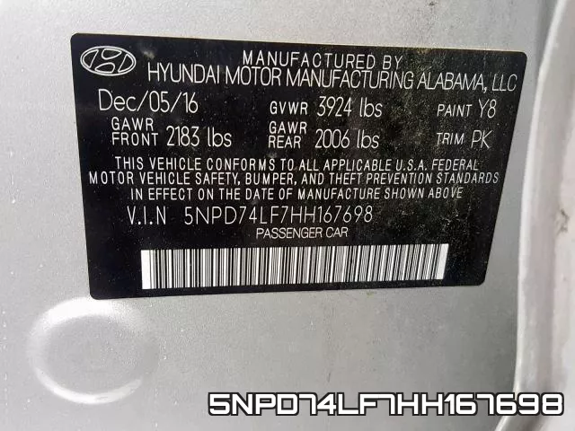 5NPD74LF7HH167698 фото 2