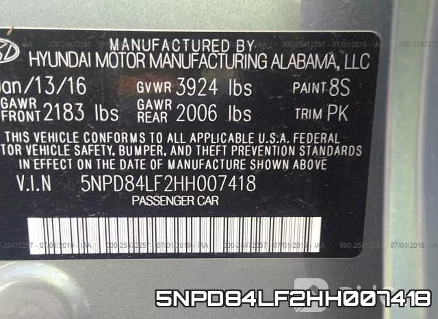 5NPD84LF2HH007418 фото 10