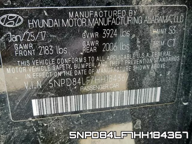 5NPD84LF7HH184367 фото 2
