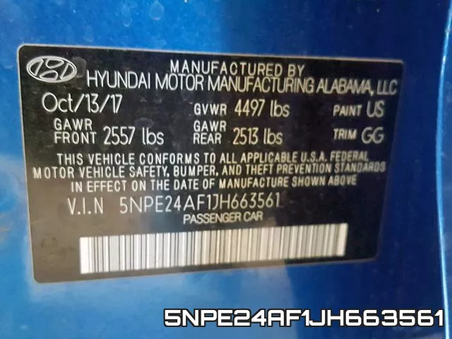 5NPE24AF1JH663561 фото 2