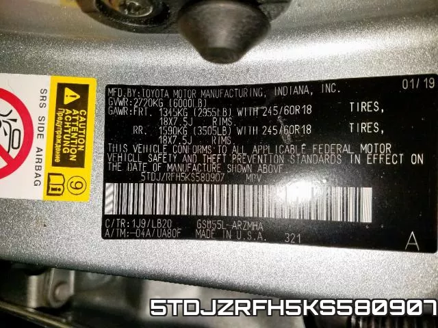 5TDJZRFH5KS580907 фото 2