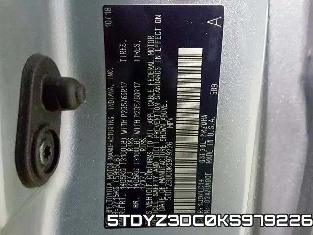 5TDYZ3DC0KS979226 фото 2