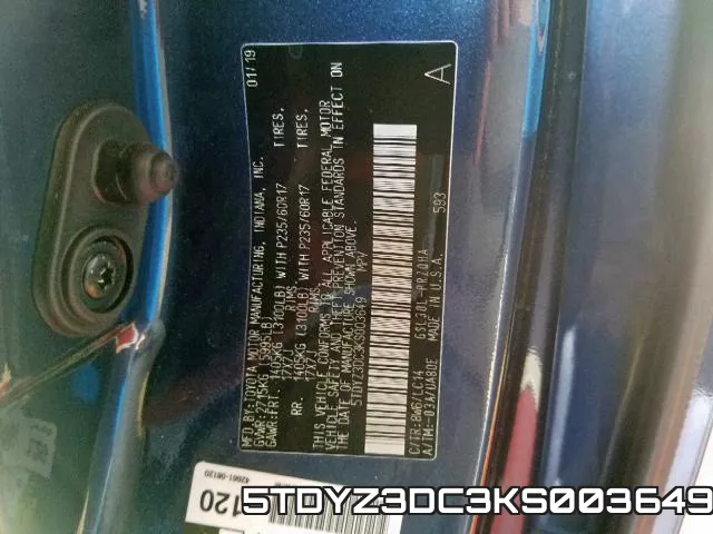 5TDYZ3DC3KS003649 фото 2