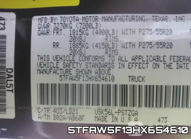 5TFAW5F13HX654610 фото 10