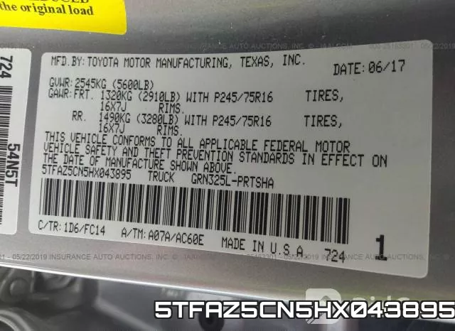 5TFAZ5CN5HX043895 фото 10