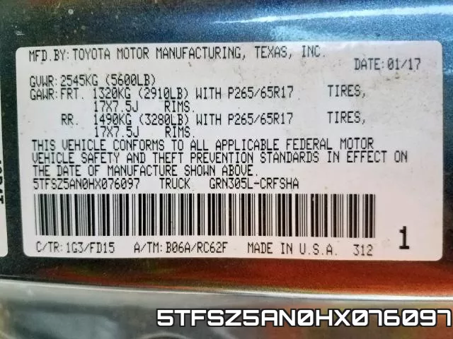 5TFSZ5AN0HX076097 фото 2