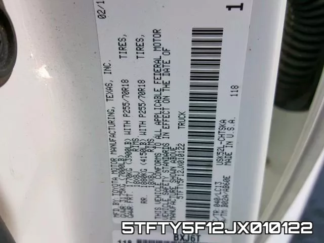 5TFTY5F12JX010122 фото 2