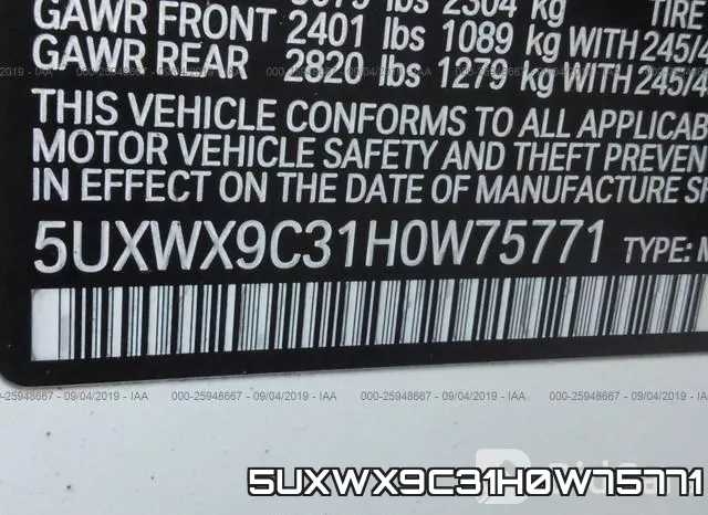 5UXWX9C31H0W75771 фото 10