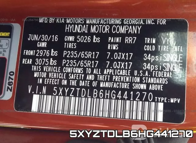 5XYZTDLB6HG441270 фото 10