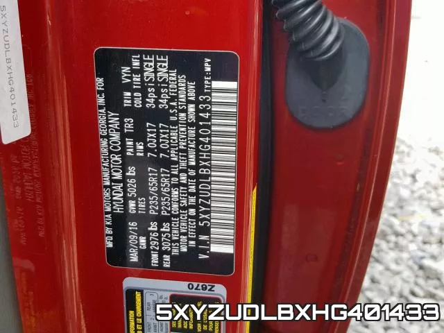 5XYZUDLBXHG401433 фото 2
