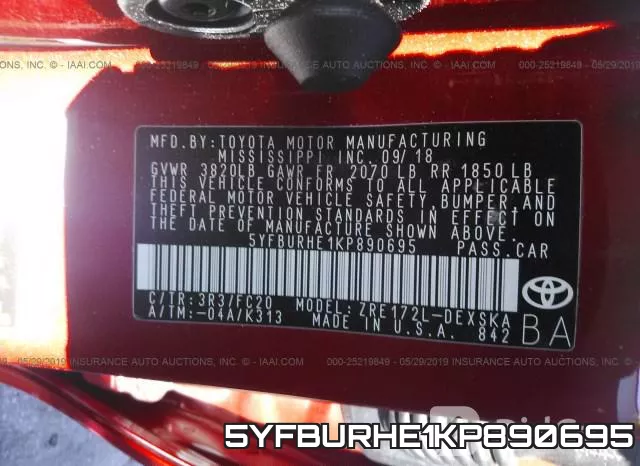 5YFBURHE1KP890695 фото 10