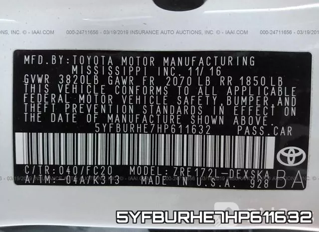 5YFBURHE7HP611632 фото 10